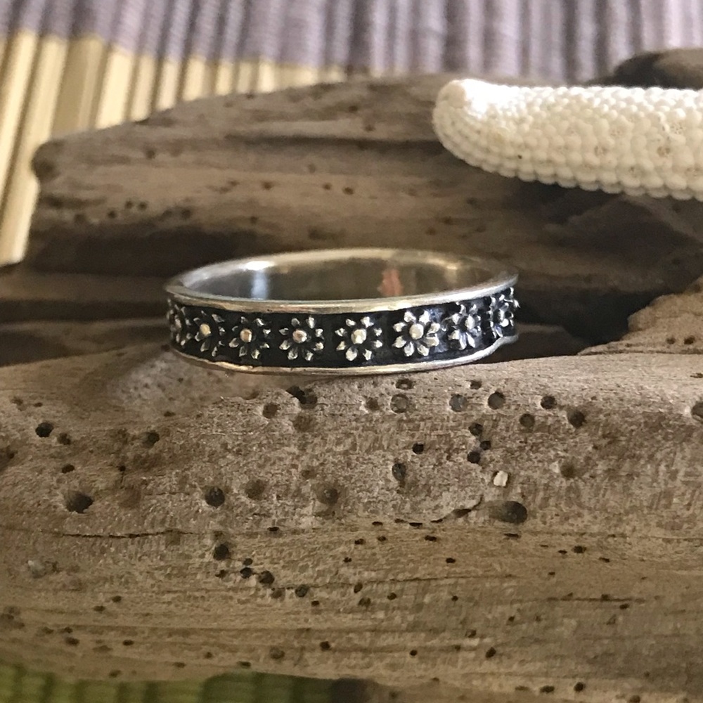 Sterling Silver Flower Stacking Ring - image 1